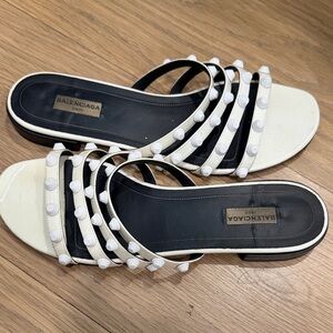 Balenciaga Black and White Strappy Sandals